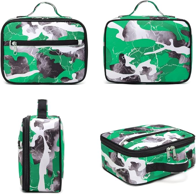 BLUEFAIRY Boys Backpack Set with Lunch Bag for Kids Elementary Middle School BookBags for Teens Child Back to School Gifts Large Campartments Lots of Pockets Camo Green