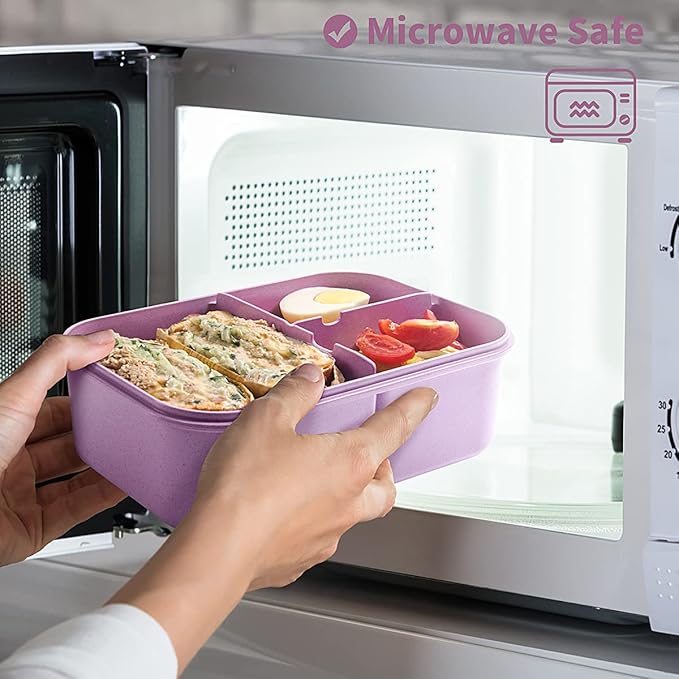 MISS BIG® Bento Box,Bento Box Adult,Lunch Box,Ideal Leak Proof Lunch Containers,No BPAs and No Chemical Dyes Bento Lunch Box,Dishwasher and Microwave Safe Lunch Containers for Adults(1900ml Purple)