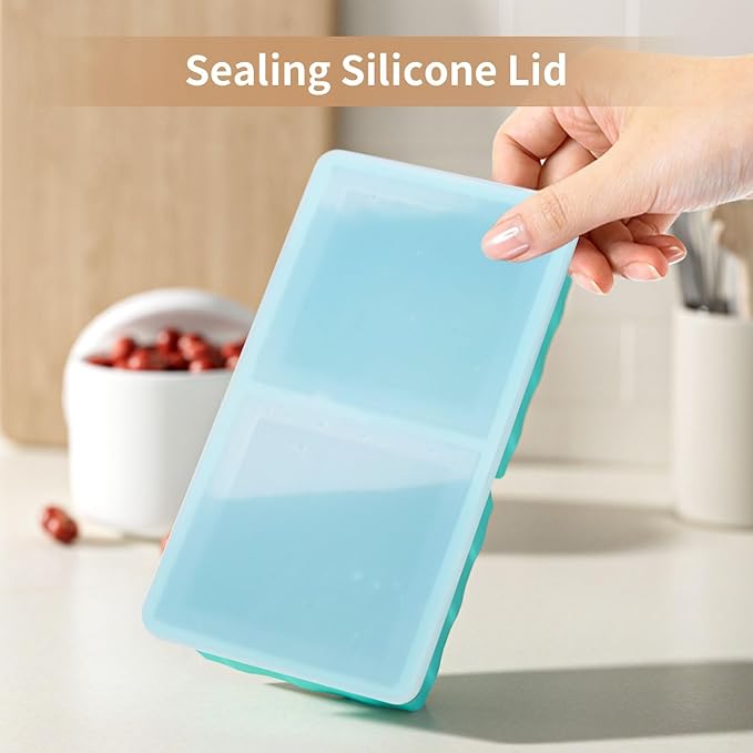 Silicone Freezer Tray for Soup Ice Cubes: 2-Cup Freezing Tray for Meal Prep - 2 Pack Silicon Soup Portion Freeze Tray Make Stock Souped Ice Cube
