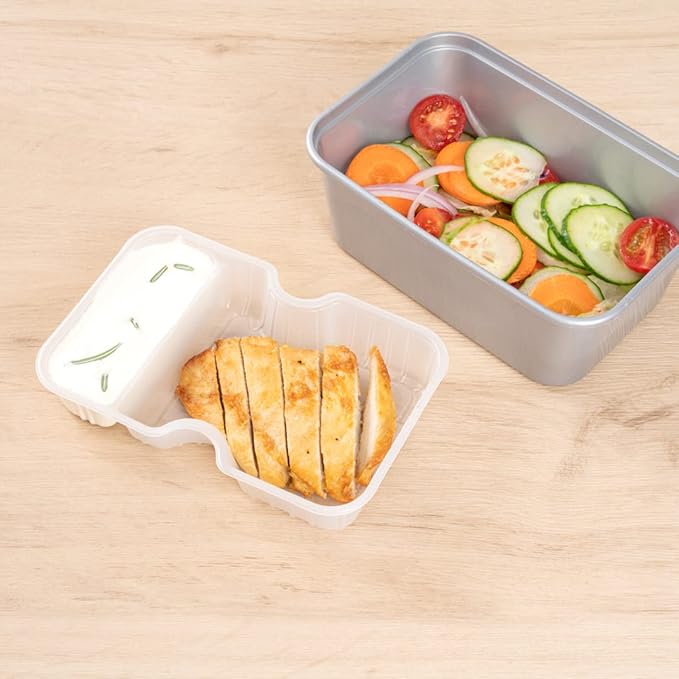 Restaurantware TRAYS ONLY: Futura 10 Ounce Trays For Meal Prep Containers 100 Microwavable Trays For 32 Or 37 Ounce Containers - Containers Sold Separately 2 Compartments White Plastic Food Trays