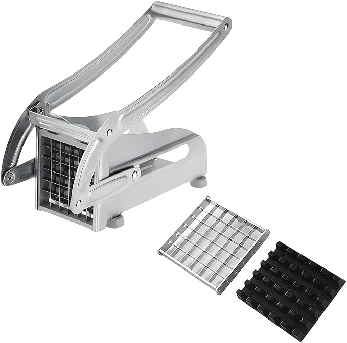 French Fry Cutter with 2 Blades, Potato Cutter, Professional Potato Cutter Stainless Steel, Potato Slicer for French Fries Vegetable Carrots Cucumbers, Stainless Steel French Fry Press
