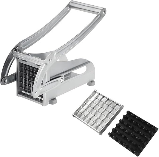 French Fry Cutter with 2 Blades, Potato Cutter, Professional Potato Cutter Stainless Steel, Potato Slicer for French Fries Vegetable Carrots Cucumbers, Stainless Steel French Fry Press