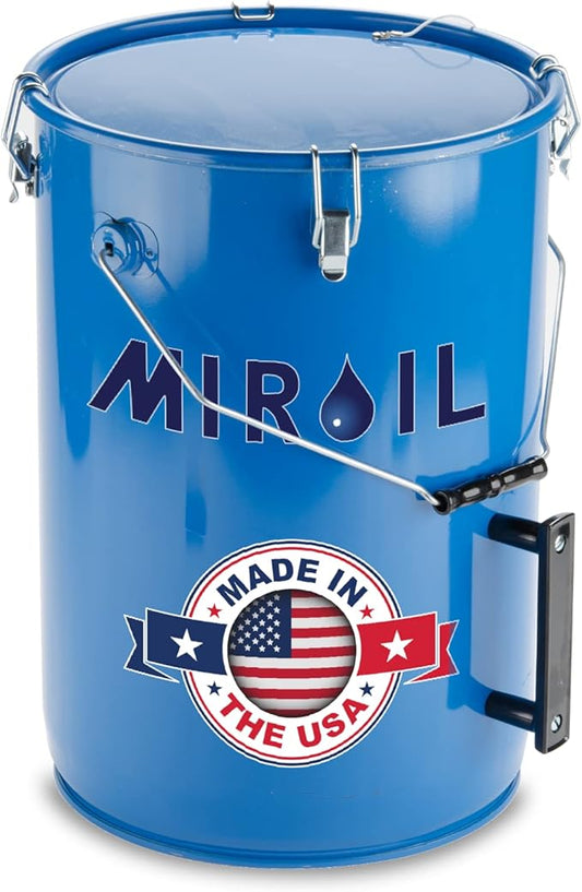 MirOil 30L 6-Gallon Oil Disposal Caddy, Fryer Grease Bucket with Lid Lock & Lock Clips, Frying Oil Disposal Storage Container, Food Safe Interior Coating, Deep Fryers Grease Container for Restaurants