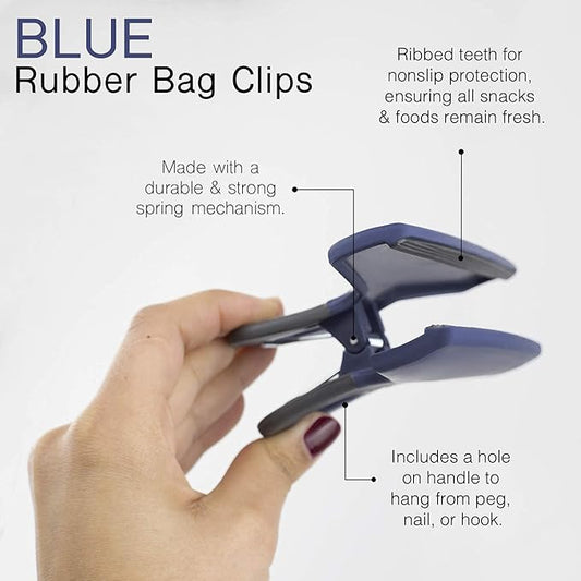 COOK WITH COLOR Food Clips - Wide Heavy Duty Chip Clips, Large Bag Clips for Food Storage with Air Tight Seal Grip, Pack of 4, Blue