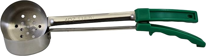 4 Ounce Slotted Stainless Steel Portion Control Ladle Spoon for Measuring and Serving; Commercial Grade Serving Scoops [Pack of 2]