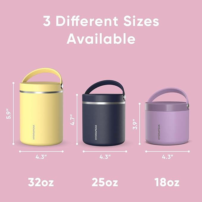 Hydrapeak 32oz Stainless Steel Vacuum Insulated Thermos Food Jar | Thermos for Hot Food and Cold Food, Wide Mouth Leak-Proof Soup Thermos for Adults, 10 Hours Hot and 16 Hours Cold (Cotton Pink)