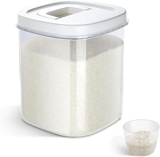 TBMax Kitchen Bulk Food Storage Container - 20 Lbs Rice Storage Container with Measuring Cup, Airtight Dry Food Container Bin for Flour, Baking Supply, Grains, Pet Dog Cat Food Storage