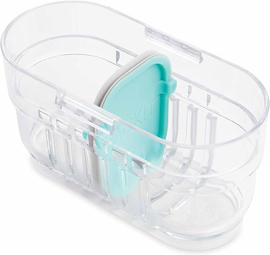 PackIt Mod Mini Bento Food Storage Container, Mint, Shatterproof Crystal Clear Base, with Leak-resistant Divider and Lid, Microwavable, Dishwasher Safe, Designed for Snacks On the Go, 1 Cup Capacity