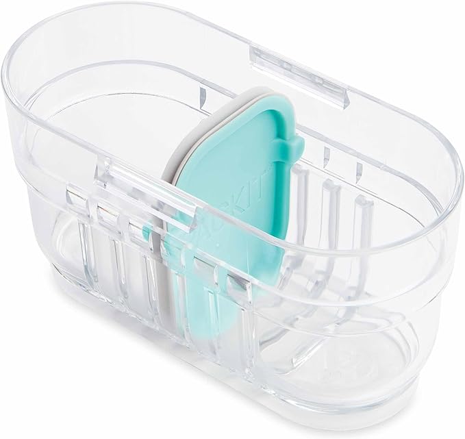 PackIt Mod Mini Bento Food Storage Container, Mint, Shatterproof Crystal Clear Base, with Leak-resistant Divider and Lid, Microwavable, Dishwasher Safe, Designed for Snacks On the Go, 1 Cup Capacity