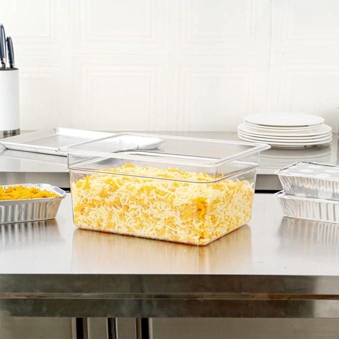 Restaurantware Met Lux 1/2 Size Food Storage Container 1 6 Inch Deep Proofing Box - Rectangle Graduated Measurements Clear Plastic Food Grade Storage Container Dishwashable Lids Sold Separately
