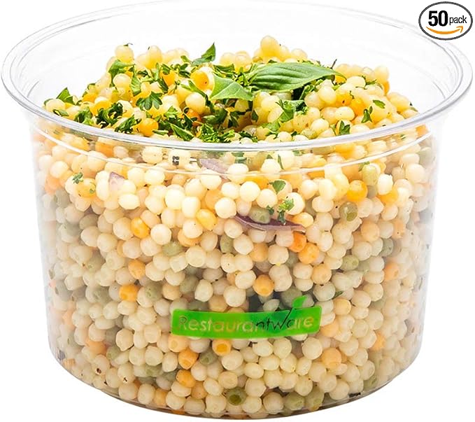Restaurantware Basic Nature 16 Ounce Deli Containers 50 Meal Prep Containers - Lids Sold Separately PLA Plastic Disposable Food Containers For Holding Snacks Salads And Desserts