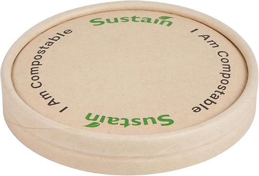 LIDS ONLY: Sustain Round Paper Soup Container Lids, 200 Disposable Ice Cream Cup Lids - Cups Sold Separately, For 5 Ounce Cups, Bamboo To Go Cup Lids, With PLA lining, Compostable - Restaurantware