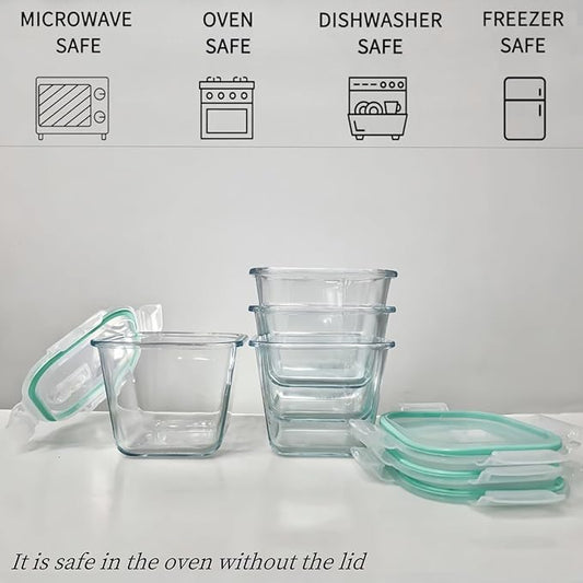 Qxbekmor Glass Soup Container with Airtight Lids, 4 Cup Square Glass Storage Containers, Meal Prep Container for Soup, Leftover, Overnight Oats, Oven, Microwave & Dishwasher Safe (4 Pack)