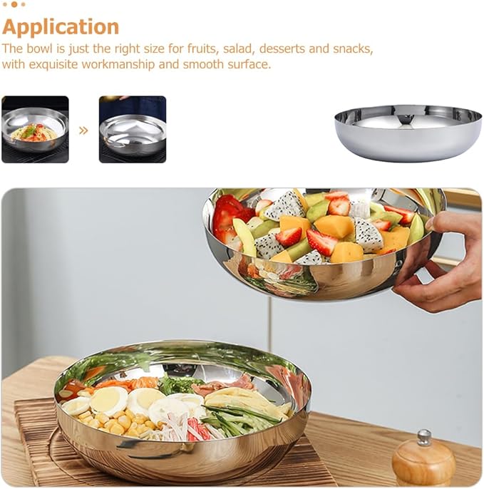 75oz Stainless Steel Mixing Bowls - 9.4 inch Large Metal Serving Bowl, Non-Slip Silver Decorative Bowl for Salad, Pasta, Soup, Fruit, Dishwasher Safe