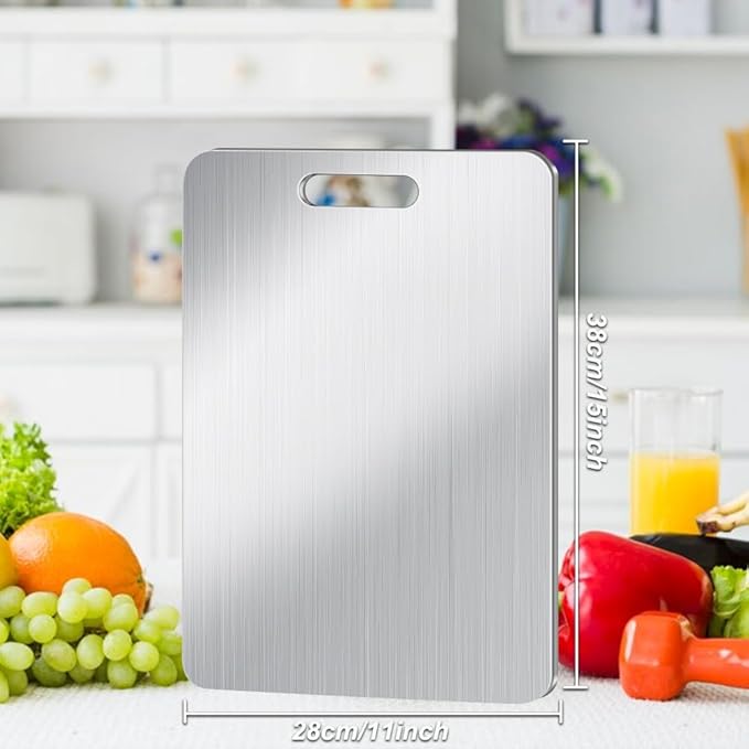Titanium Cutting Board for Kitchen, Stainless Non Stick Chopping Board, Upgrade Double Sided Food-Grade Titanium Board for Kitchen for Meat Cheese Vegetable (Large)