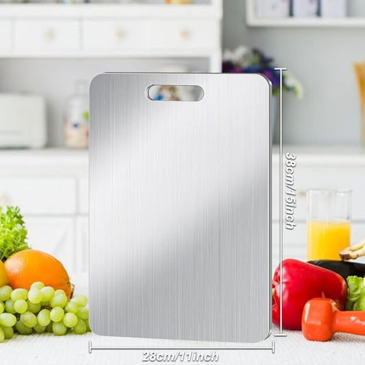 Titanium Cutting Board for Kitchen, Stainless Non Stick Chopping Board, Upgrade Double Sided Food-Grade Titanium Board for Kitchen for Meat Cheese Vegetable (Large)