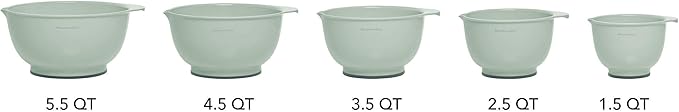 KitchenAid Classic Mixing Bowls Set of 5, Measuring Cup and Spoon Set with Soft Grip Handle, 9 Piece, Pistachio