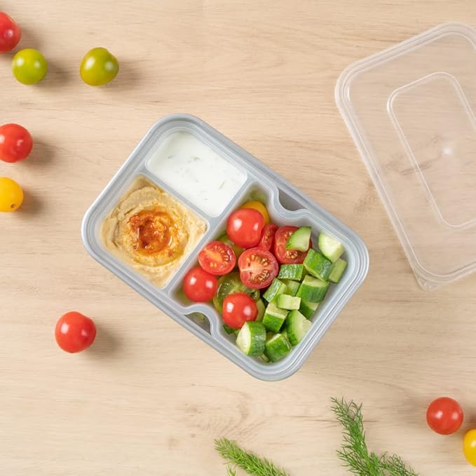Restaurantware TRAYS ONLY: Futura 10 Ounce Trays For Meal Prep Containers 100 Microwavable Trays For 32 Or 37 Ounce Containers - Containers Sold Separately 3 Compartments White Plastic Food Trays