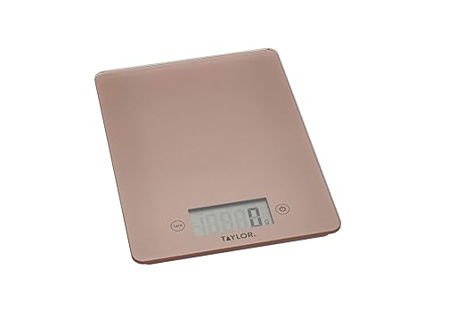 Taylor Pro Glass Digital Kitchen Scale, Compact Food Scale, Highly Accurate Digital Food Scale, Weights 5kg, Rose Gold, Gift Boxed