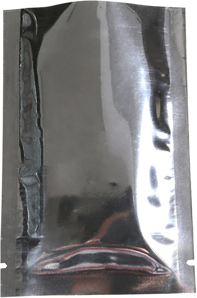 QQ Studio 100 PCS Metallic Mylar Foil Open Top Sealable Bags (8x12cm(3.1x4.7"), Clear & Silver)