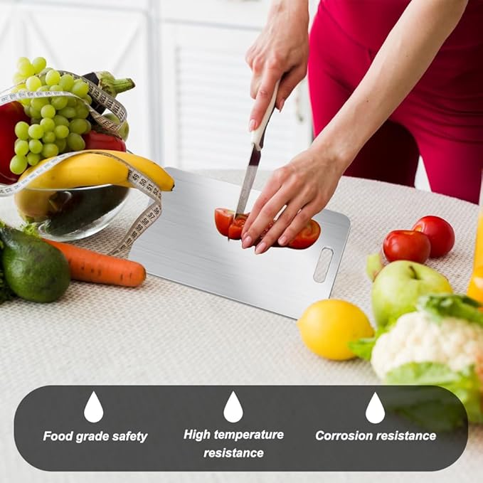 Titanium Cutting Board for Kitchen, Stainless Non Stick Chopping Board, Upgrade Double Sided Food-Grade Titanium Board for Kitchen for Meat Cheese Vegetable (Large)