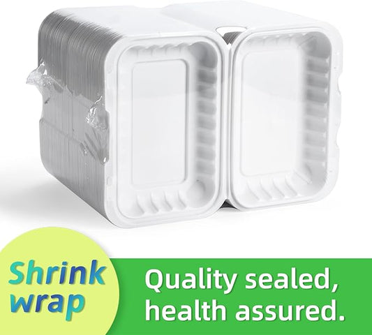 To Go Containers, 50 Pack Plastic Meal Prep Container Reusable 27 oz BPA Free MFPP Take Out Food Boxes