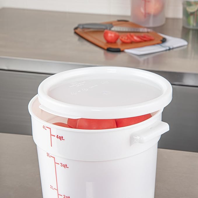 Restaurantware-LIDS ONLY: Met Lux Food Container Lids, 10 Round Lids For Storage Containers - Containers Sold Separately, With Pull-Corner Tab, White Plastic Lids, Dishwashable, Freezable