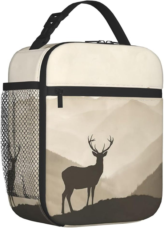Insulated Lunch Box for Kids Boys Girls, Reusable Lunch Bag for School, Office, Work, Picnic, Travel, Mountain Deer Lunch Box