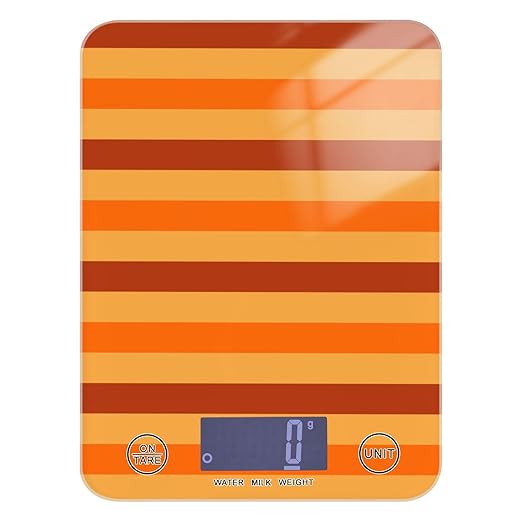 Food Scale Kitchen Scale for Baking Cooking Digital Food Weighing Measuring Scale Small Waterproof Electric Food Scale Fall Striped Orange