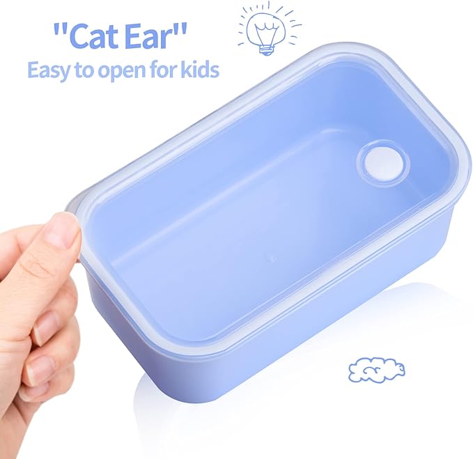 Genteen Bento Box for Kids, Kids Lunch Box with 3 Removable Compartments, Toddler Baby Lunch Box for Daycare, School, Leak-proof Lunch Snack Portion Container, Ideal Portion Size for Ages 3 to 7- Blue