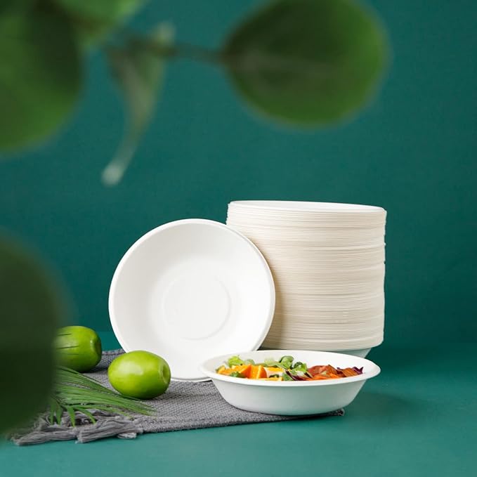 200pcs Compostable Paper Bowls[24oz], 100% Compostable Biodegradable,Disposable Bowls, Made Eco-Friendly Sugar Cane Fibers,Microwave Safe,Natural Sugarcane Fibers Bowls For Hot and Cold Food