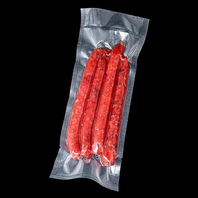 Clear Vacuum Bags for Food Saver Flat Open Top Embossed Vacuum Sealer Bag Food Storage Packaging Pouch with Tear Notch (100, 2.36x9.84 inch)