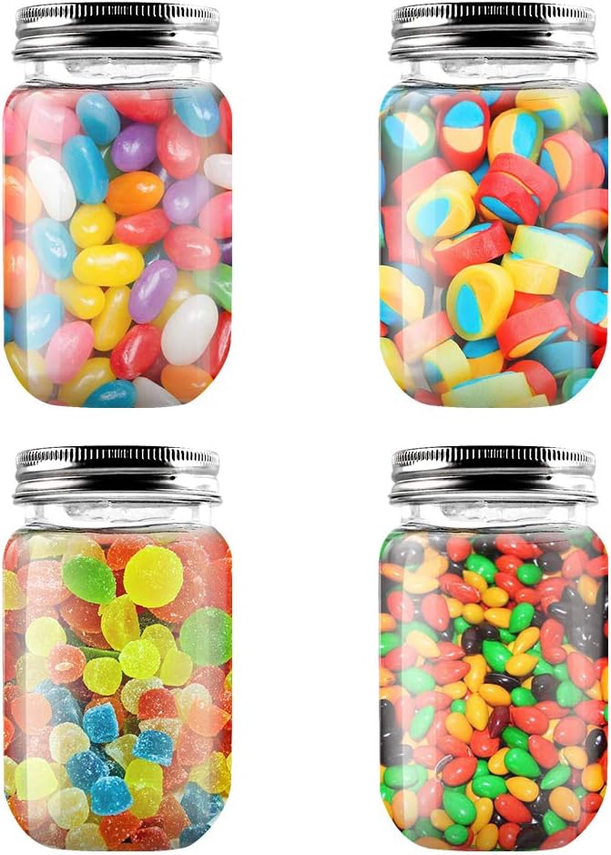 novelinks 16 Ounce Clear Plastic Jars Containers With Screw On Lids - Refillable Round Empty Plastic Slime Storage Containers for Kitchen & Household Storage - BPA Free (10 Pack)