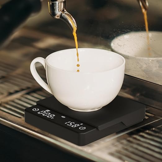 Mini Coffee Scale with Timer,Rechargeable Espresso Scale,2kg/0.1g Precision Scale for Espresso&Pour-Over Coffee,Portable Digital Kitchen Scale,Black