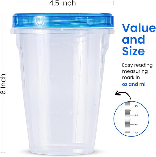 RFAQK 24 PCS Freezer Storage Containers with Lids-12 Plastic 32 oz Deli Containers with 12 Screw Lids-Freezer Containers for Soup with Twist Top Lids-Reusable Plastic Box for Lunch, Gym, Travel
