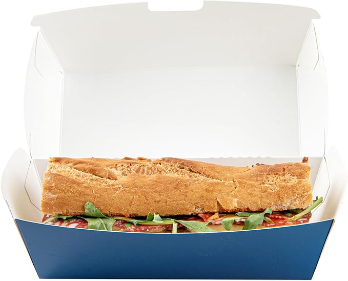 Restaurantware Bio Tek 6.7 x 3.5 x 3.5 Inch Clamshell Food Containers 100 Disposable Sandwich Containers - Hinged Lid Tab-Lock Closure Frenchie Paper Hot Dog Containers Greaseproof