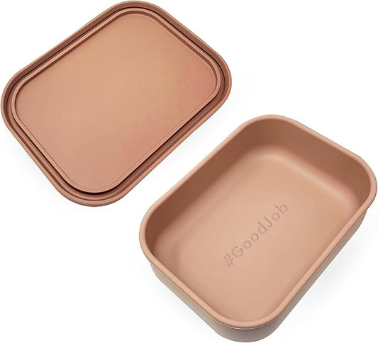 Perfect Portion 3-Pack Silicone Bento Boxes - Leakproof, Single-Compartment Lunch Containers, BPA-Free, Dishwasher, Oven & Fridge Safe, Dry Erase Marker Friendly - Tan