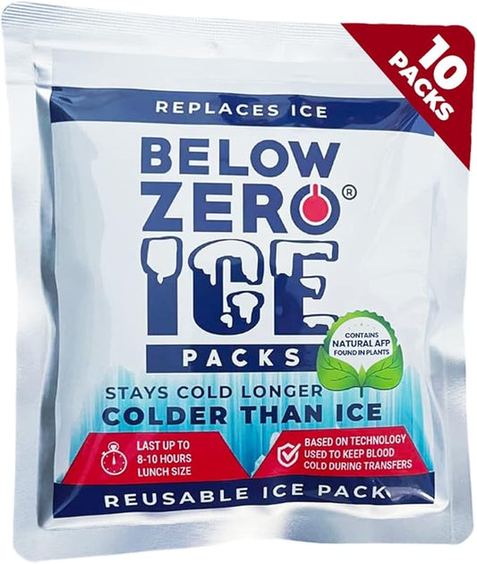 Below Zero Prefilled Reusable Ice Packs for Coolers | Long Lasting Freezer Ice Blocks for Camping, Lunch Bags & More | 48 Hour Cooler Ice Pack Technology