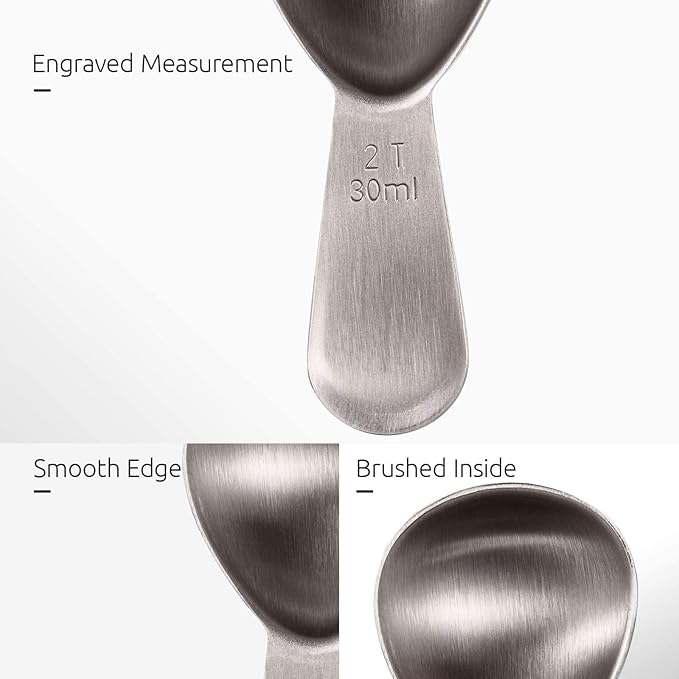 Coffee Scoop: U-Taste Durable 18/8 Stainless Steel Measuring Coffee Scoop 1 tablespoon & 2 tablespoon
