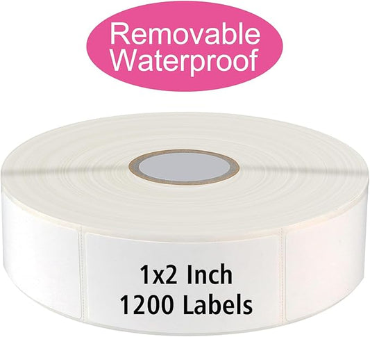 1200 Blank Removable Freezer Labels Water Oil Resistant with Perforation Line for Easy Distribution and Use,Apply Food containers Jars,and Kitchen Pantry Organization (1 "x 2")