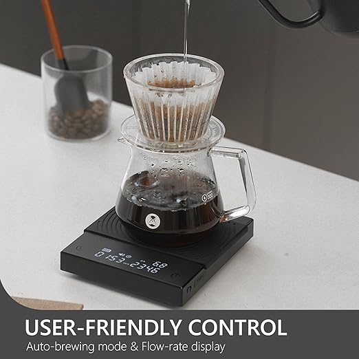 TIMEMORE Coffee Scale with Timer Basic 2.0, 2kg/0.1g High Precise Pour Over Drip Espresso Scale, Digital Coffee Scale 2 Weight Units, Rechargeable, Black