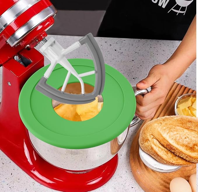 Stainless Steel Bowl Compatible with Kitchenaid Mixer 4.5/5QT，With Lid,5 Quart Stainless Bowl for Kitchen Aid Mixing,With Green Lid