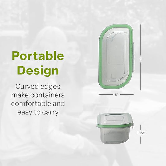 Half-Sized To-Go Single Compartment Container, 8" X 5" X 2-1/2", Reusable, Microwave Safe, NSF Certified, Smoke/Green