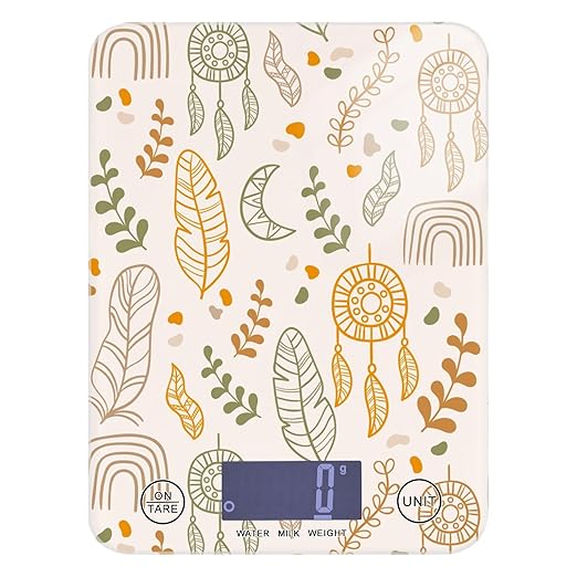 Food Scale Kitchen Scale for Baking Cooking Digital Food Weighing Measuring Scale Small Waterproof Electric Food Scale Boho Leaves Dreamcatcher
