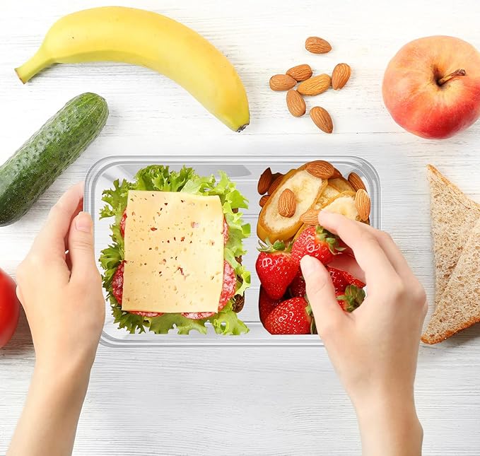 Bokon 25 oz Plastic Meal Prep Container with Lids Disposable Clear Lunch Containers Stackable Food Storage Container Box Spill proof for salad snack Microwave Dishwasher Freezer Safe(100 Pcs)