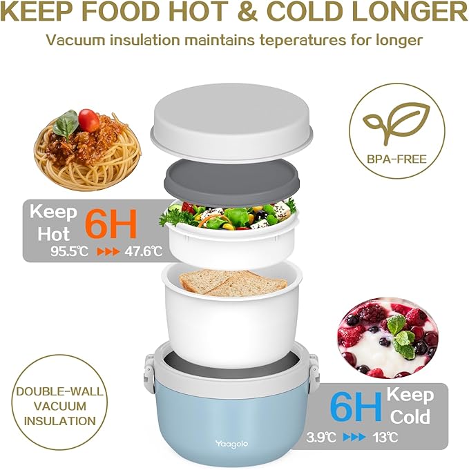 Thermo for Hot Food 28oz, Vacuum Insulated Food Container for Adults, Wide Mouth Leakproof Soup Thermo Stainless Steel Insulated Food Jar(Blue)