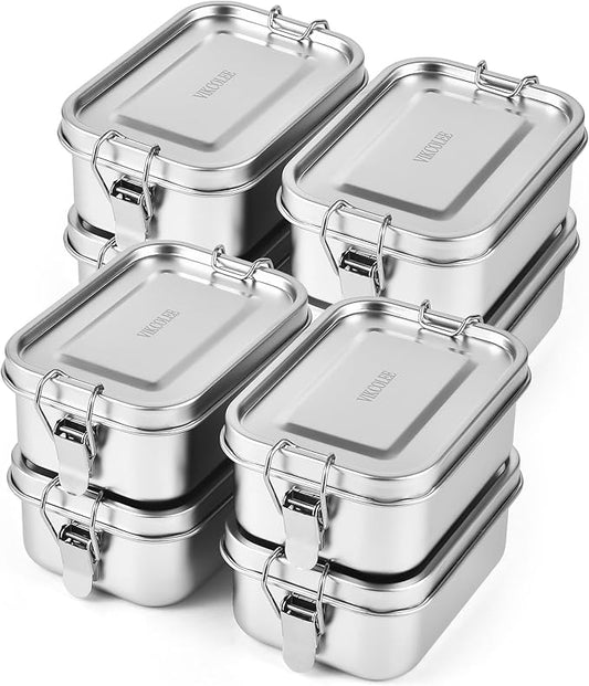 8 PCS Stainless Steel Bento Box 550ml, Metal Lunch Box Food Containers, Steel Lunch Container for Home, Work, Camping