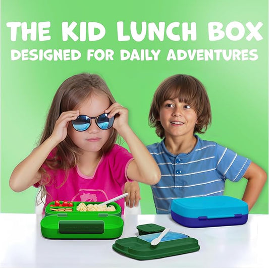 Umami All-in-1 Bento Box for Kids, Ice-pack & Utensils Included, 100% Leakproof & BPA free, Parents' favorite Lunch Box Kids (Jungle Green, 23 oz)
