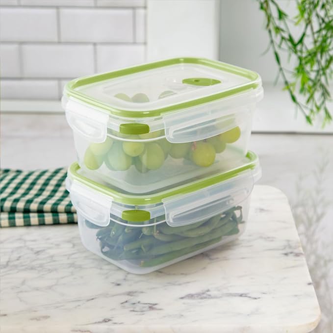 Sterilite Ultra-Seal 4.5 Cup Rectangle, Airtight Food Storage Container, Latching Lid, Microwave and Dishwasher Safe, Clear With Green Gasket, 12-Pack