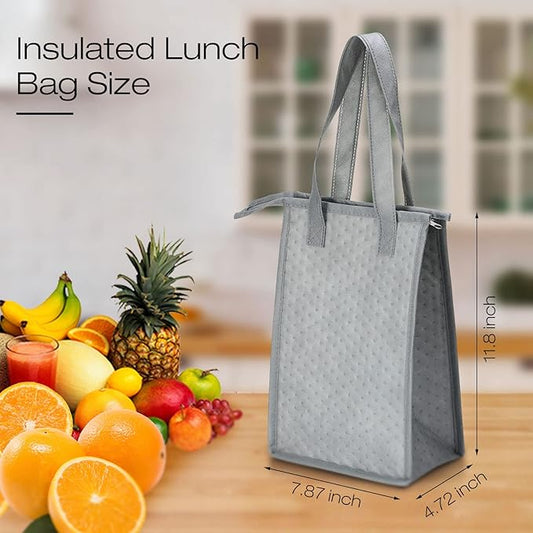15 Pieces Insulated Lunch Bags Cooler Lunch Tote Bag Bulk with Zipper Thermal Leakproof Lunch Bags for Women Men Work Office School Travel Picnic(Grey)